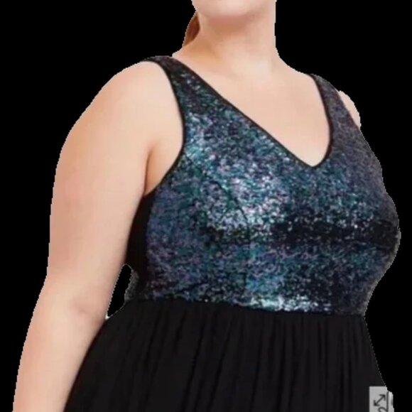 Torrid Black Sequin Chiffon Skater Midi - Picture 6 of 6